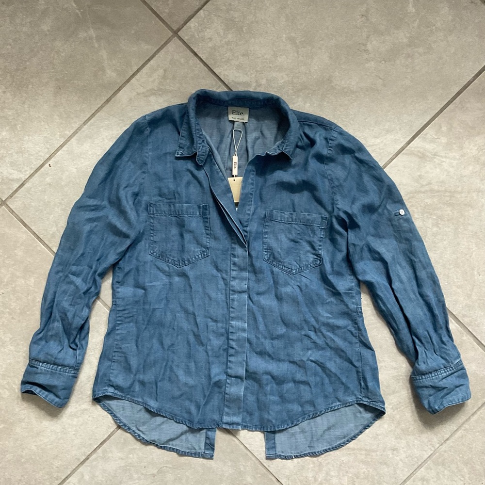 NWT Elie Tahari Blue Denim Shirt